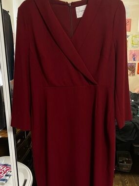LK Bennett Wine Wrap-Front Long Sleeve Dress